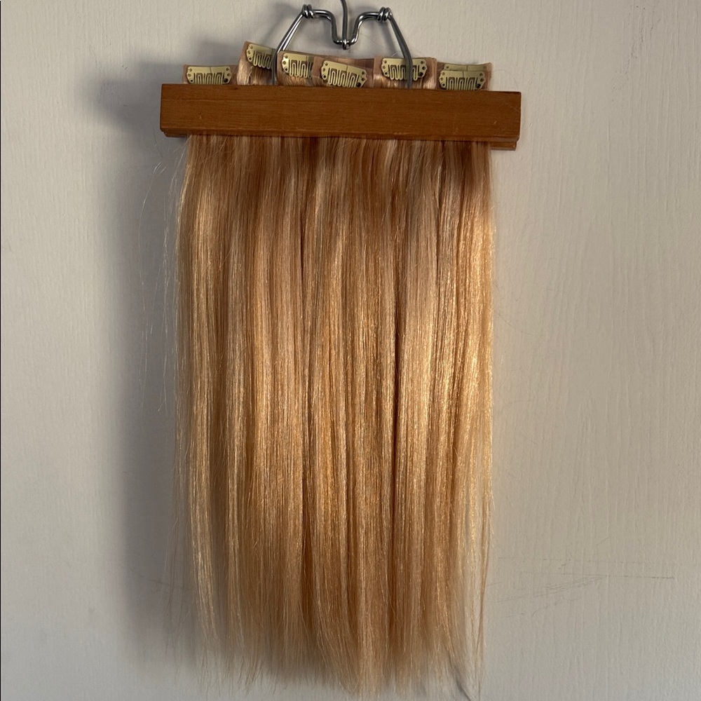 16”100% Human Hair Blonde Clip-In Extensions Straig 7 pcs